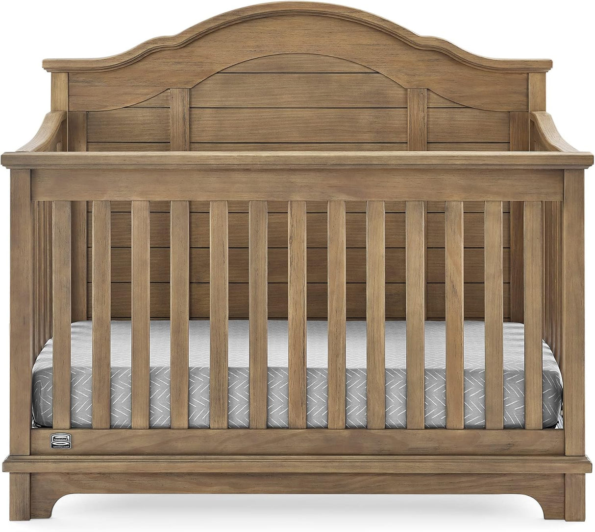 Delta Children Simmons Kids Asher 6-in-1 Convertible Crib with Toddler Rail, Rustic Acorn