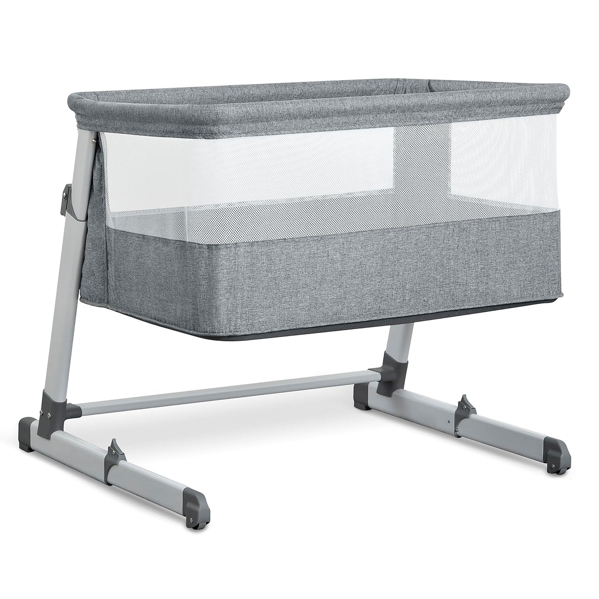 Delta Children Deluxe Bedside Bassinet, Grey Tweed
