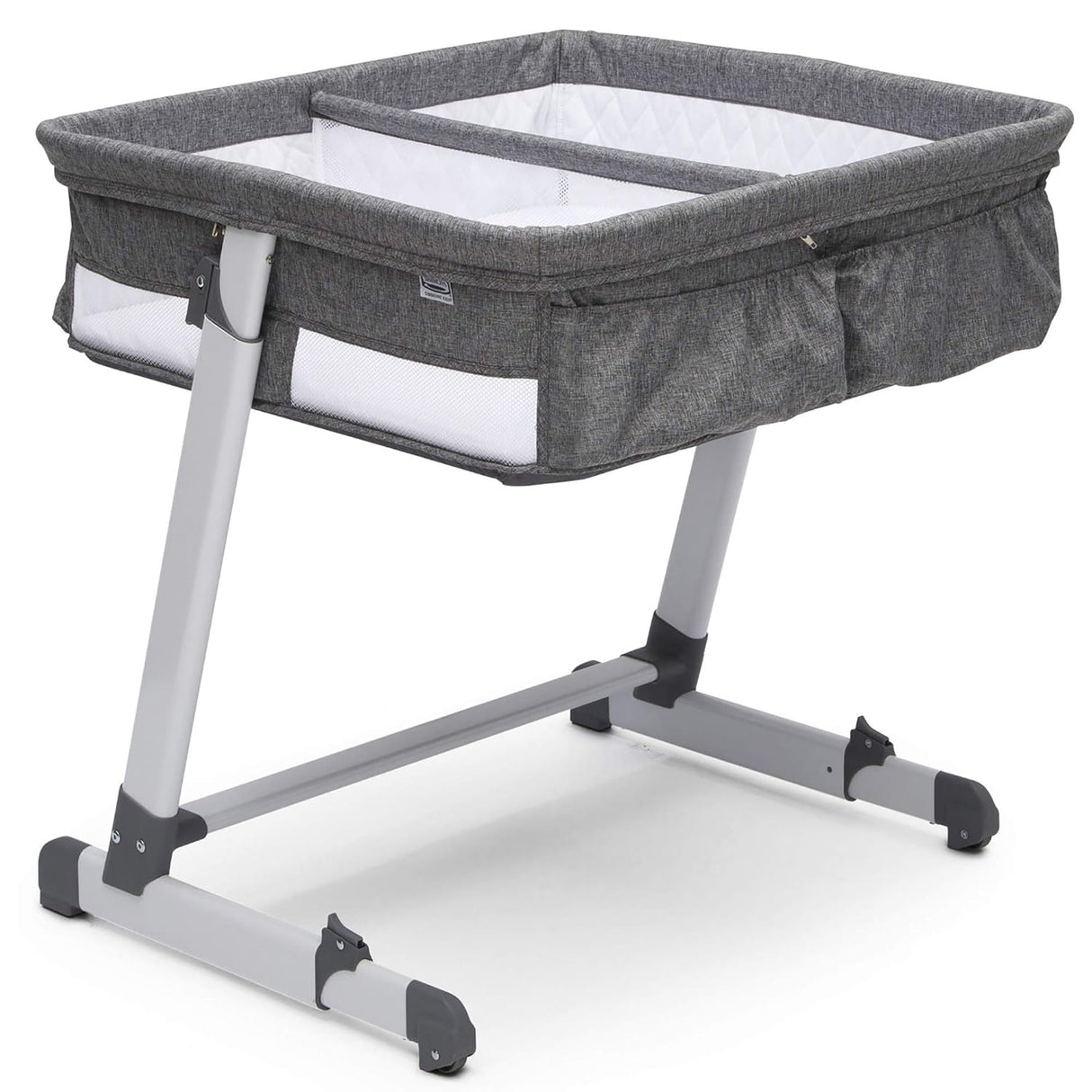 Delta Children By The Bed Twin City Sleeper Bassinet, Grey Tweed