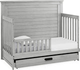 Delta Children Simmons Kids Caden 6-in-1 Convertible Crib with Trundle Drawer,  Rustic Grey