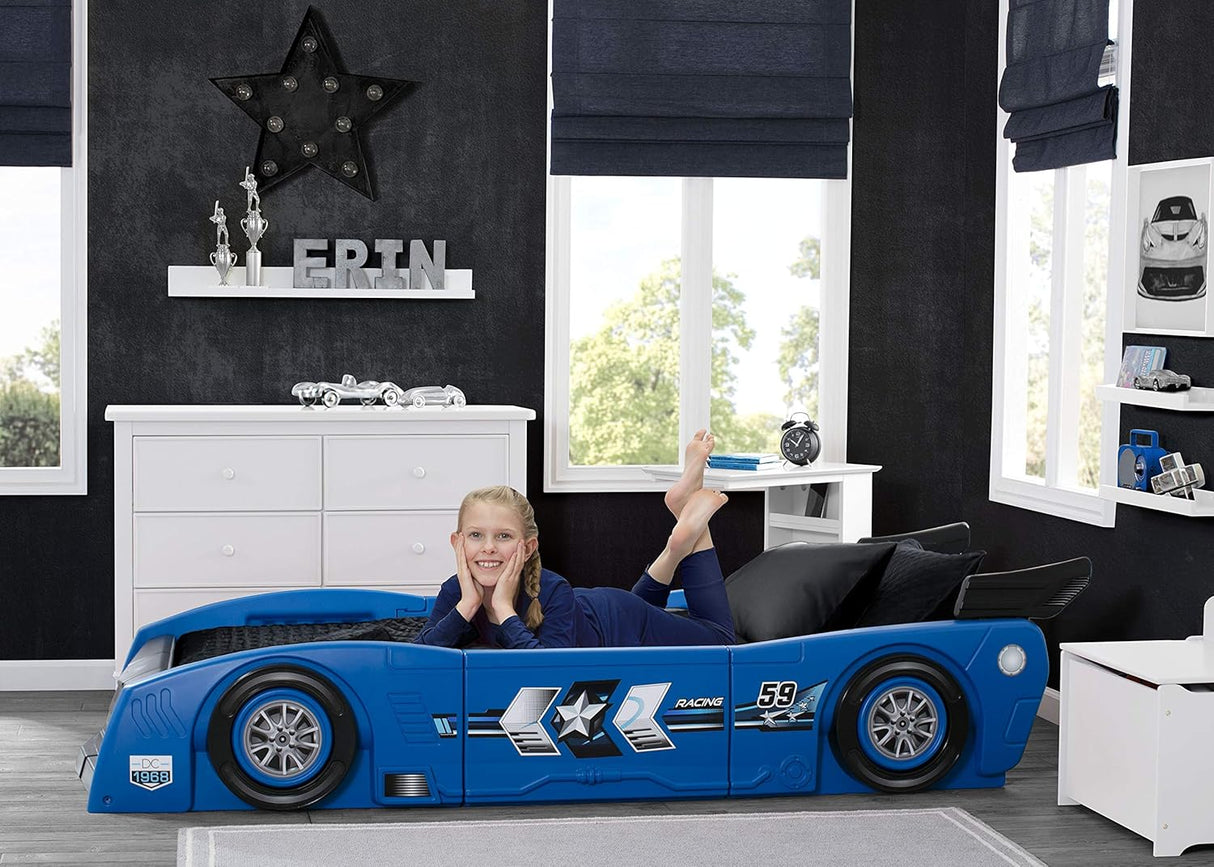 Delta Children Grand Prix Race Car Toddler-to-Twin Bed, Blue