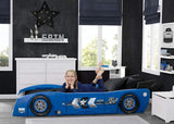 Delta Children Grand Prix Race Car Toddler-to-Twin Bed, Blue