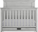 Delta Children Simmons Kids Caden 6-in-1 Convertible Crib with Trundle Drawer,  Rustic Grey