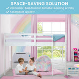 Delta Children Low Twin Loft Bed with Guardrail and Ladder, White