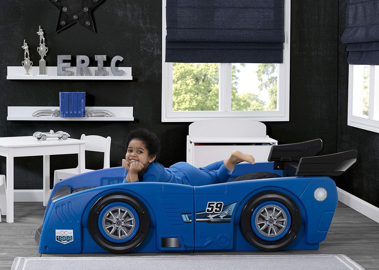 Delta Children Grand Prix Race Car Toddler-to-Twin Bed, Blue