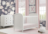 Delta Children Madeline 4-in-1 Convertible Crib Woven Cane Mesh Panels   Bianca White