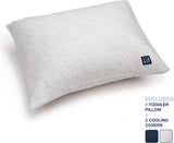 Delta Children Memory Foam Toddler Pillow with 2 Cooling Covers. Grey/Navy