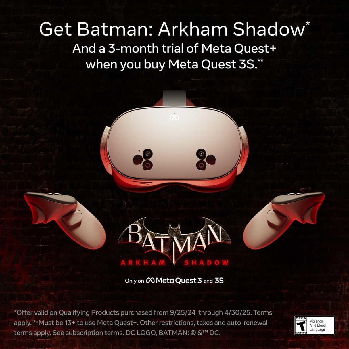 Meta Quest 3S 128GB - Get Batman: Arkham Shadow and a 3-Month Trial of Meta Quest+ Included — All-In-One Headset - White