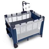 LX Deluxe Portable Baby Play Yard With Removable Bassinet and Changing Table, Midnight Blue