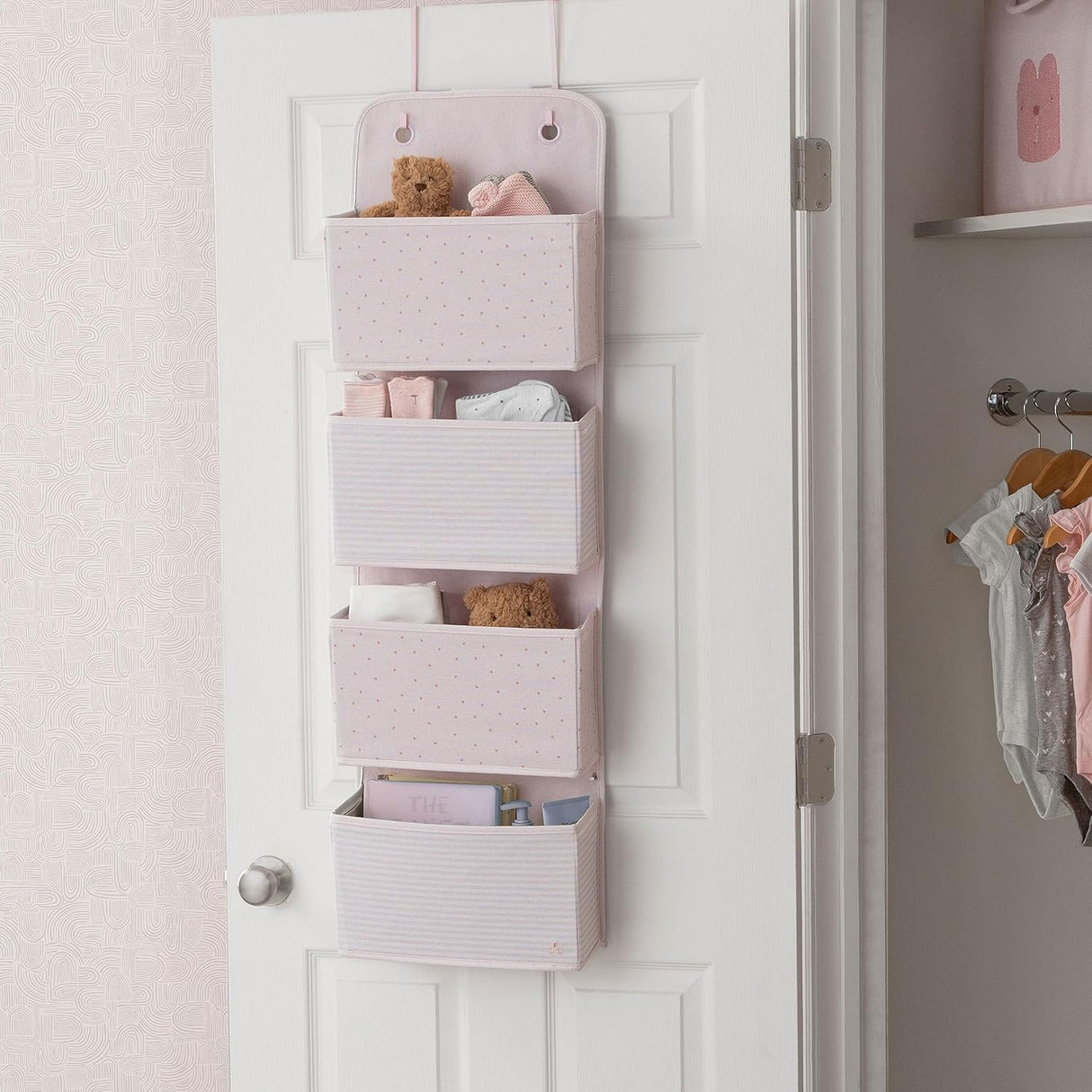 Delta Children 2-Pack Over the Door Storage Organizer with 4 Pockets, Pink