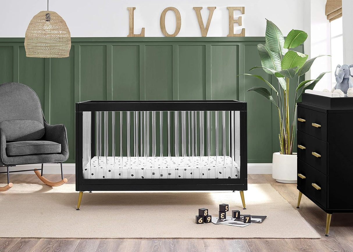 Delta Children Sloane 4-in-1 Acrylic Convertible Crib  Black/Melted Bronze