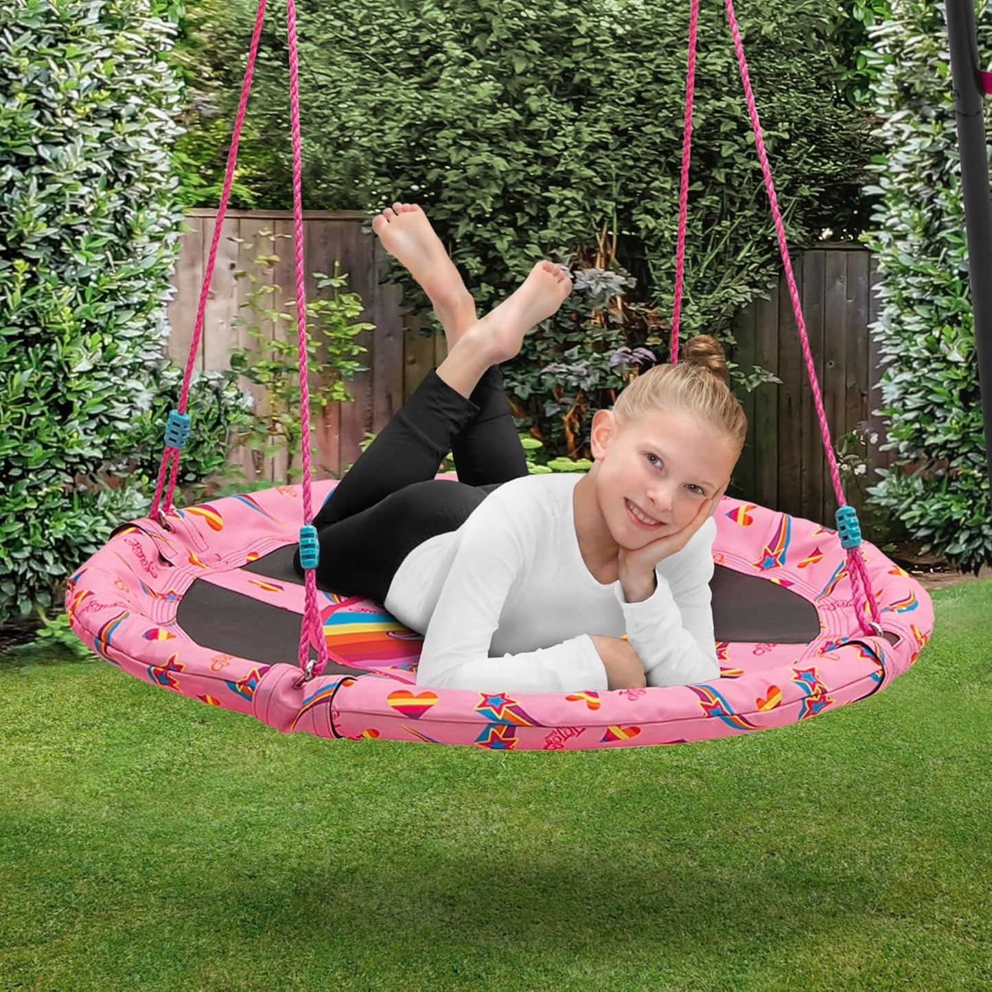 JoJo Siwa 40-Inch Saucer Swing for Kids by Delta Children ? Attaches to Swing Sets or Trees