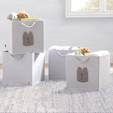 Delta Children 4-Pack Brannan Bear Fabric Storage Bins with Handles, Grey
