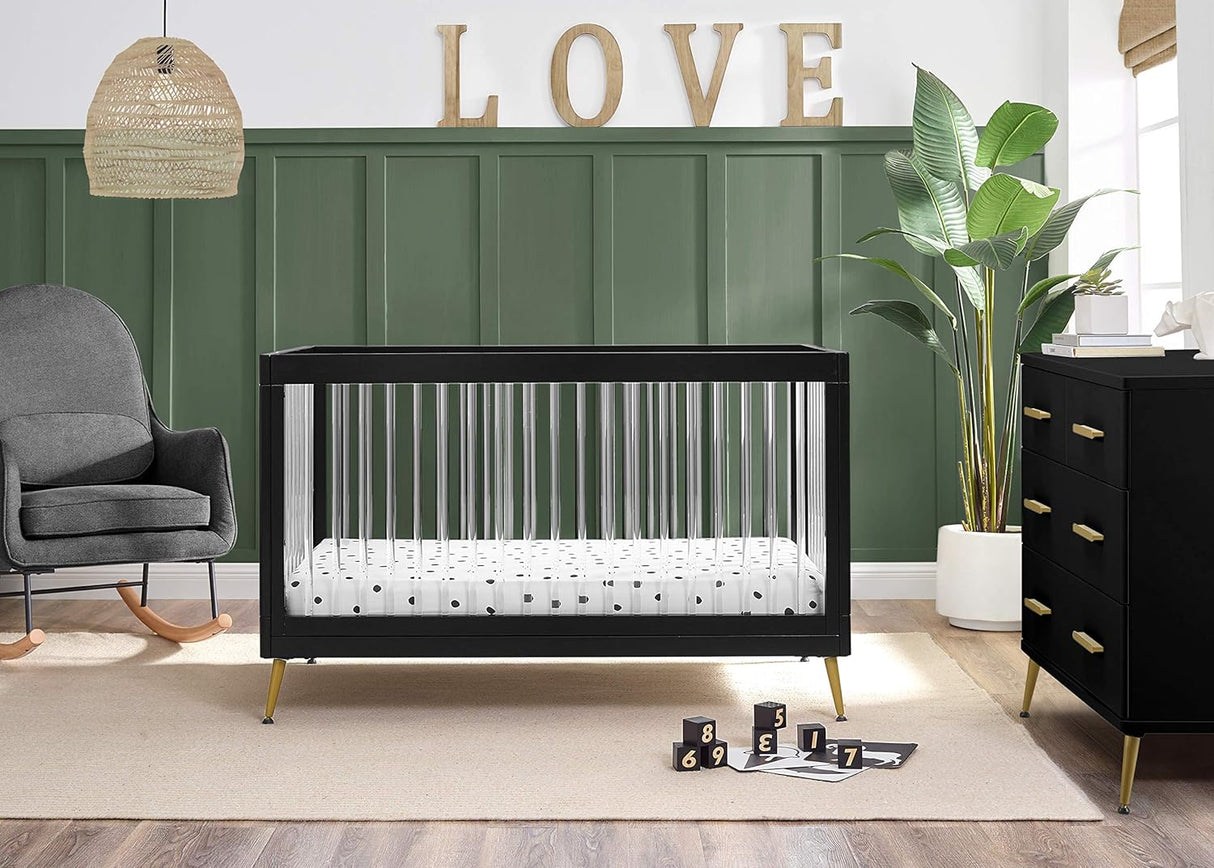 Delta Children Sloane 4-in-1 Acrylic Convertible Crib  Black/Melted Bronze