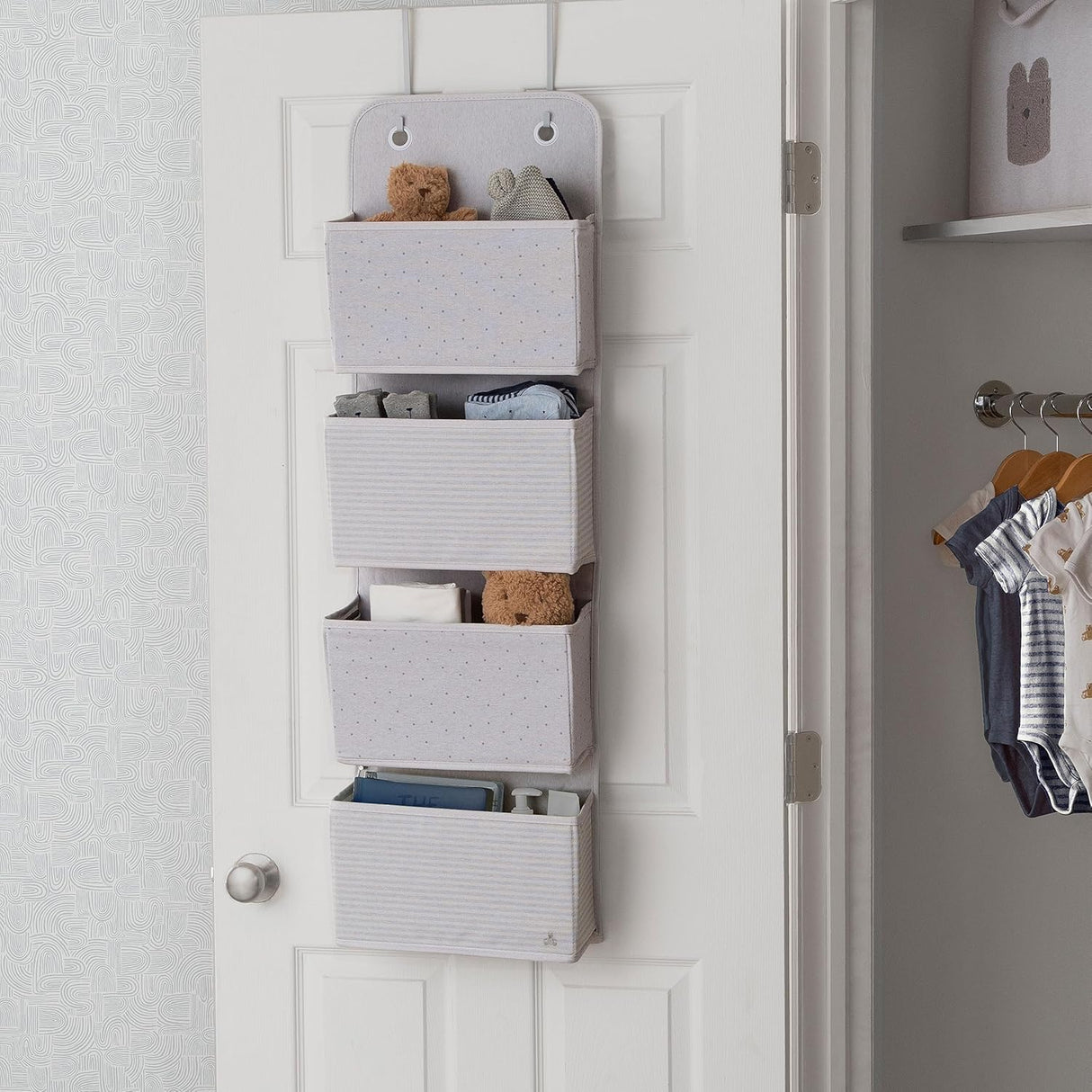 Delta Children 2-Pack Over the Door Storage Organizer with 4 Pockets, Grey