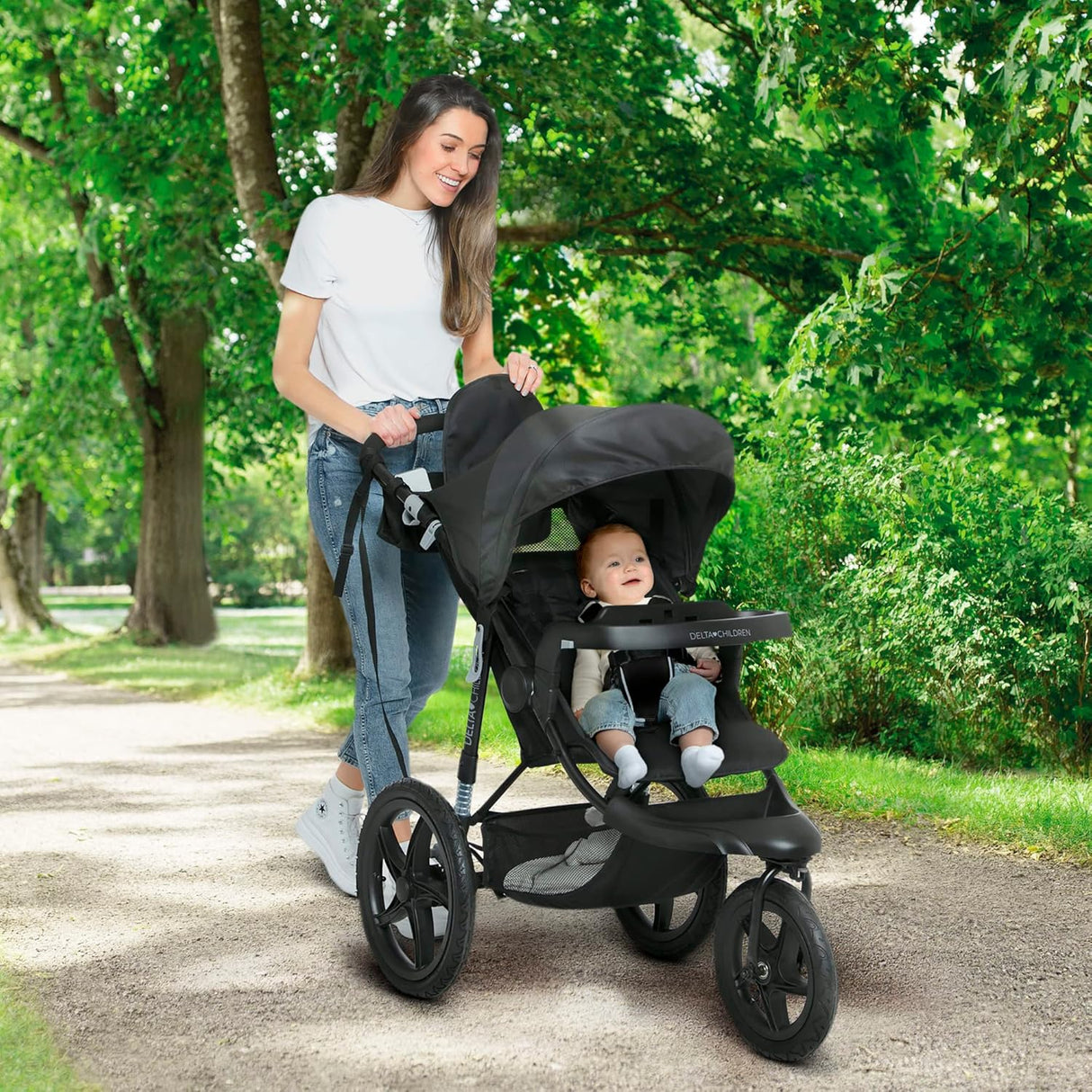 Delta Children Apollo Jogging Stroller  Car Seat Compatible, Black