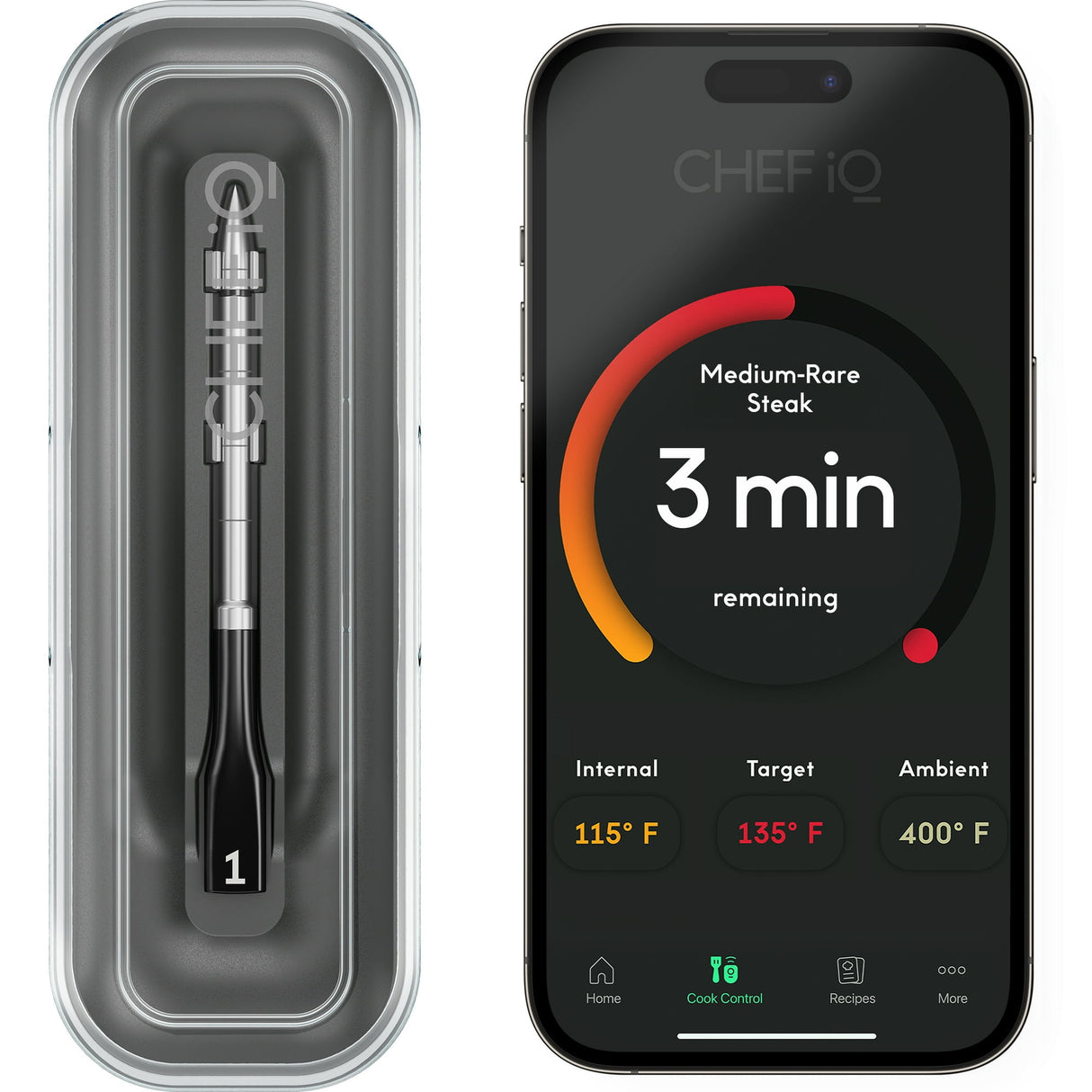 Chefman Chef iQ Sense Smart Wireless Ultra-Thin Meat Thermometer, Unlimited Range, Bluetooth & Wifi, - 1 Probe Set with Smart Hub