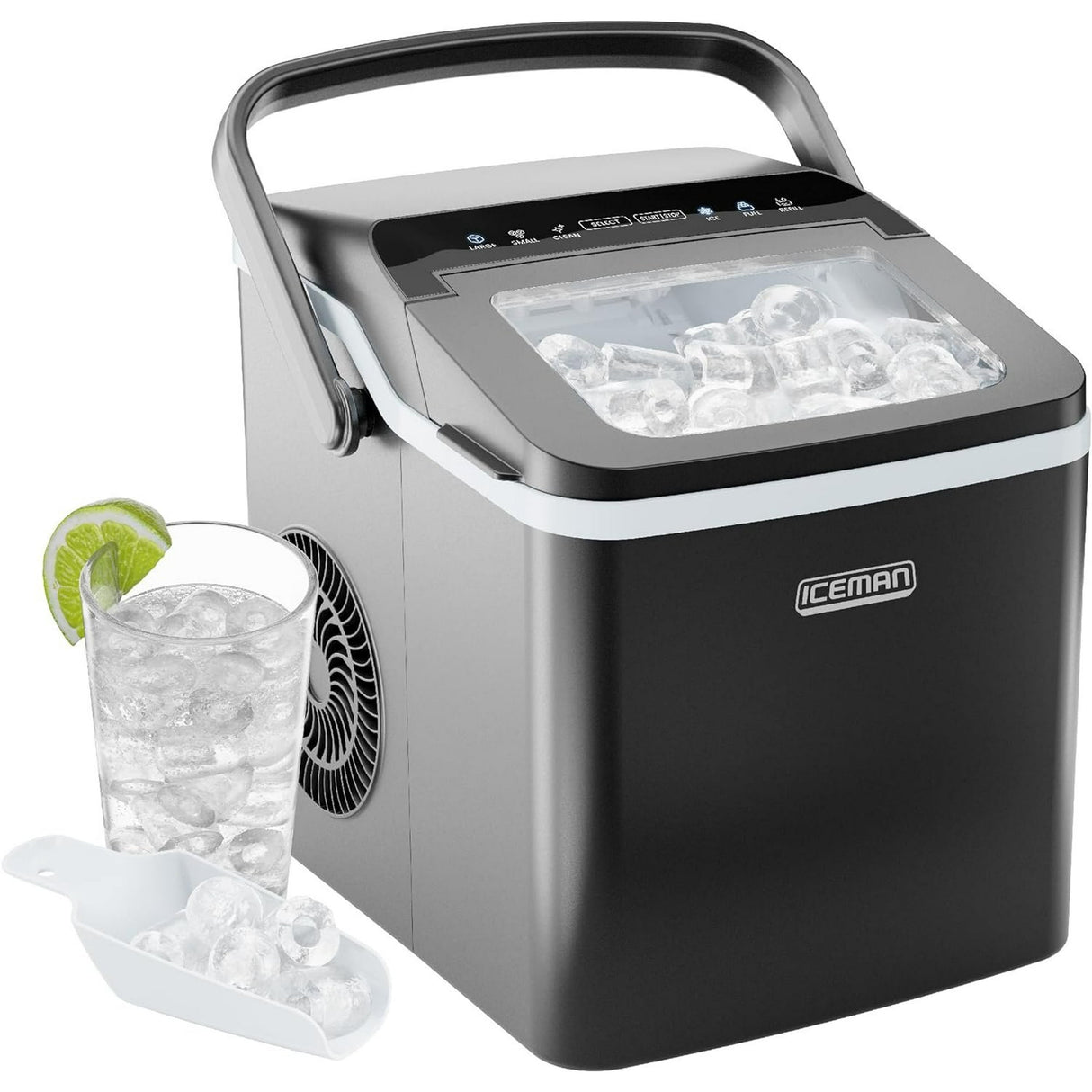 Chefman Dual-Size Countertop Bullet Ice Machine w/ 0.88lb Capacity - Black