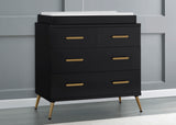 Delta Children Sloane 4 Drawer Dresser with Changing Top and Interlocking Drawers, Ebony/Bronze