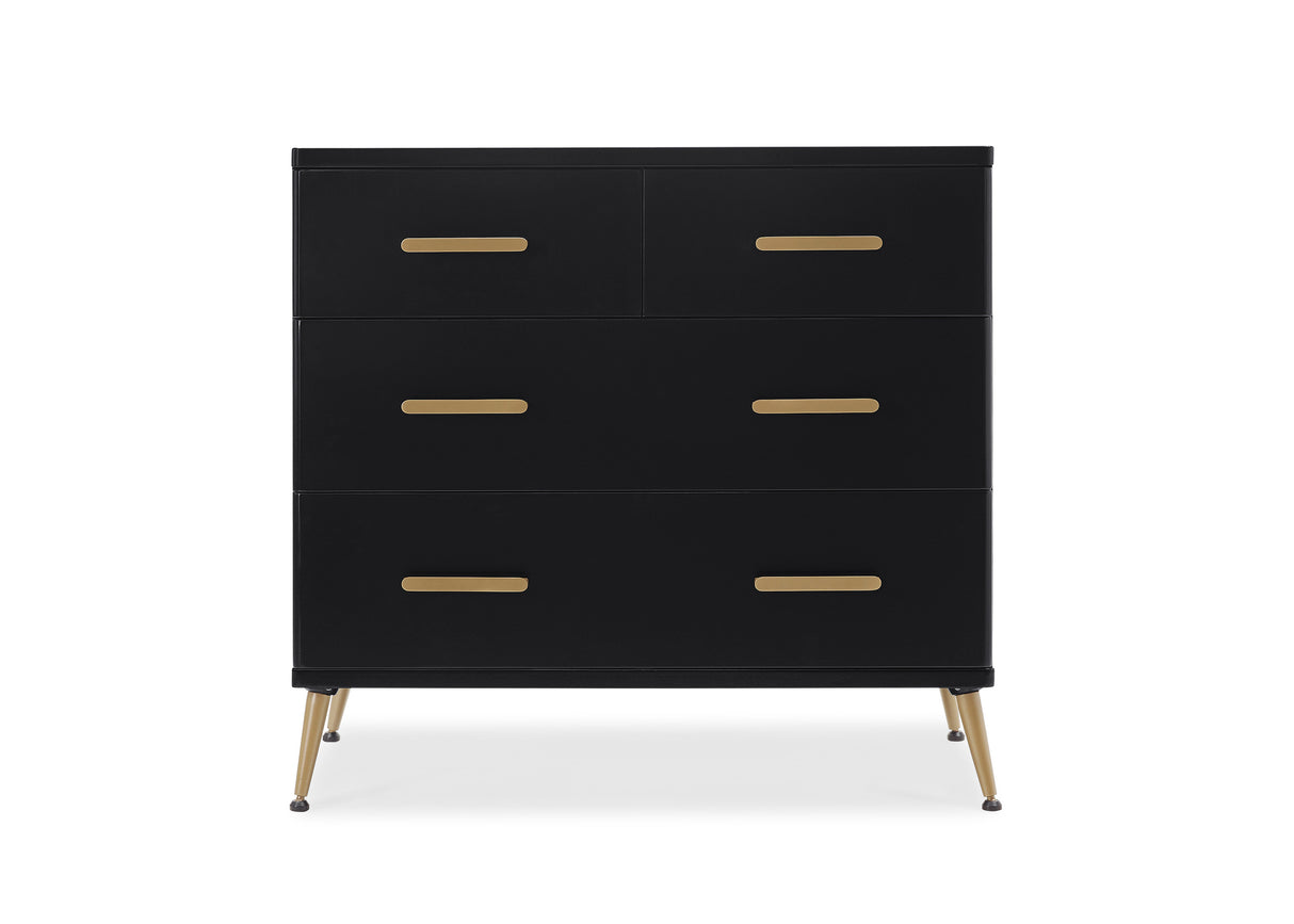 Delta Children Sloane 4 Drawer Dresser with Changing Top and Interlocking Drawers, Ebony/Bronze
