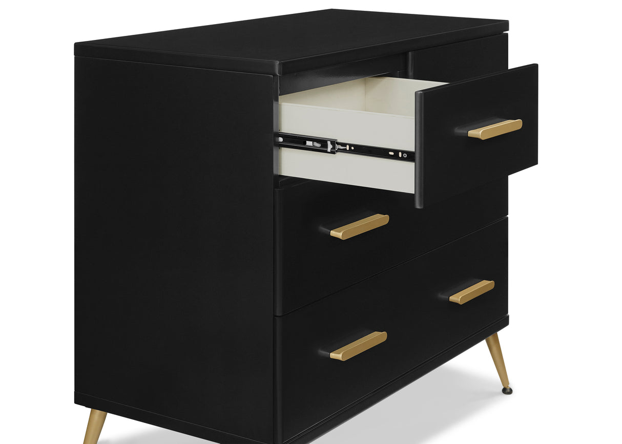 Delta Children Sloane 4 Drawer Dresser with Changing Top and Interlocking Drawers, Ebony/Bronze