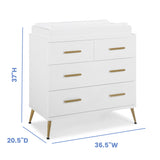 Delta Children Sloane 4 Drawer Dresser w/Changing Top and Interlocking Drawers,Bianca White/Bronze