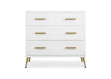 Delta Children Sloane 4 Drawer Dresser w/Changing Top and Interlocking Drawers,Bianca White/Bronze