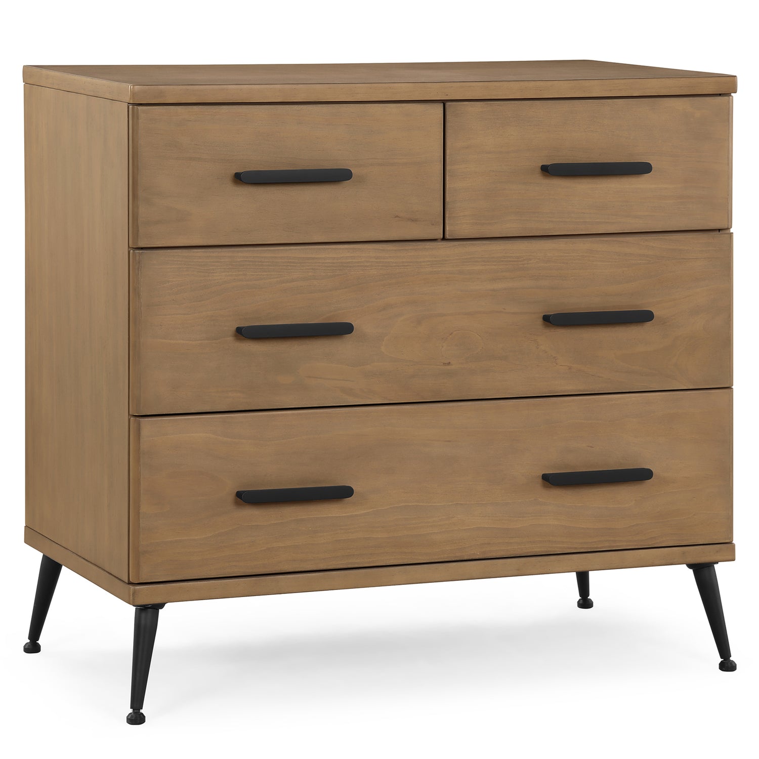 Delta Children Sloane 4 Drawer Dresser w/ Changing Top and Interlocking Drawers,Acorn White/Bronze