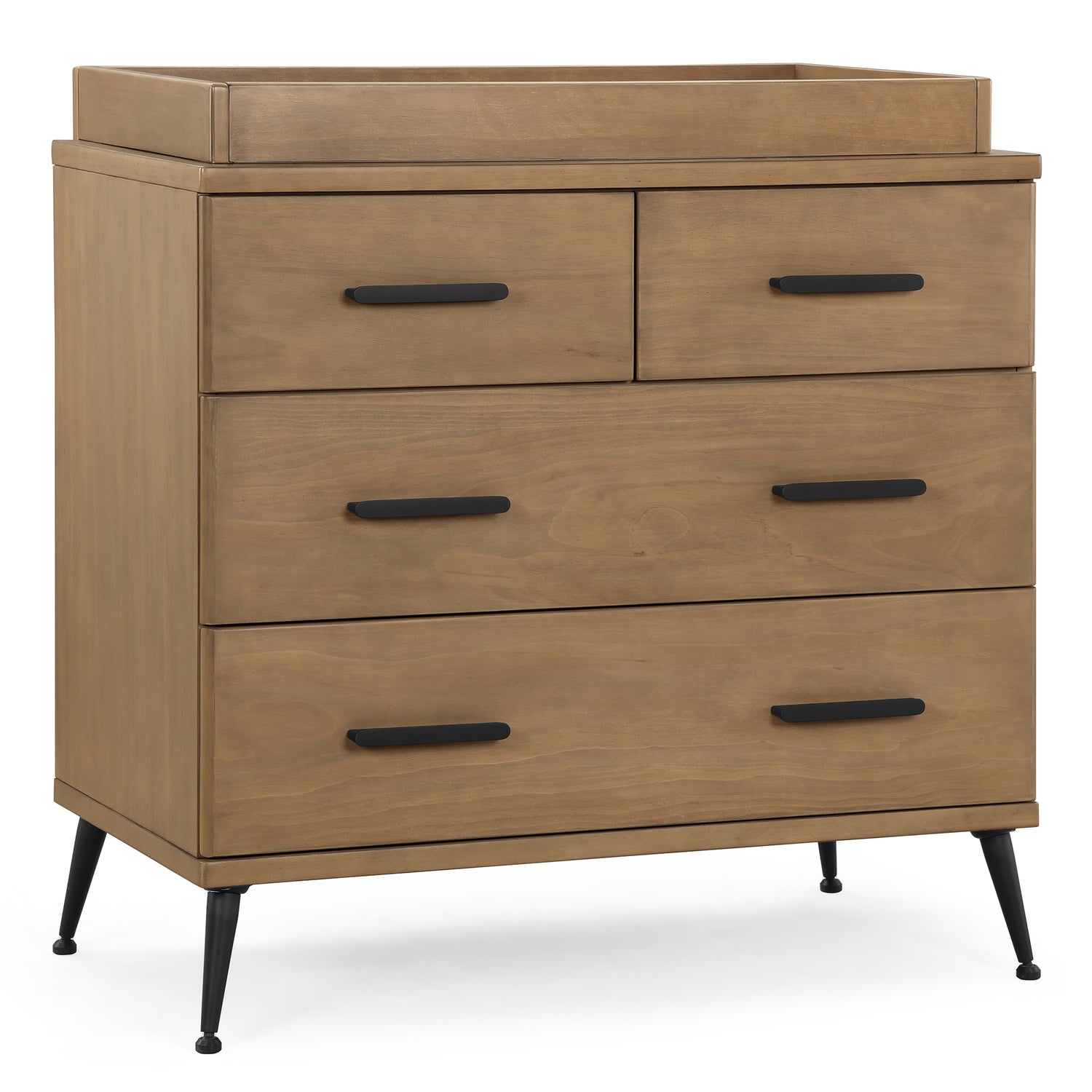 Delta Children Sloane 4 Drawer Dresser w/ Changing Top and Interlocking Drawers,Acorn White/Bronze