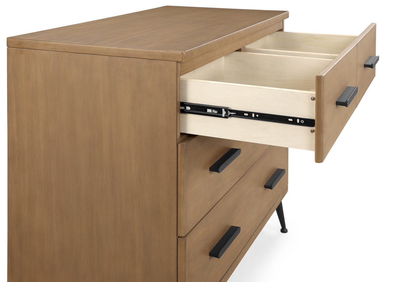 Delta Children Sloane 4 Drawer Dresser w/ Changing Top and Interlocking Drawers,Acorn White/Bronze