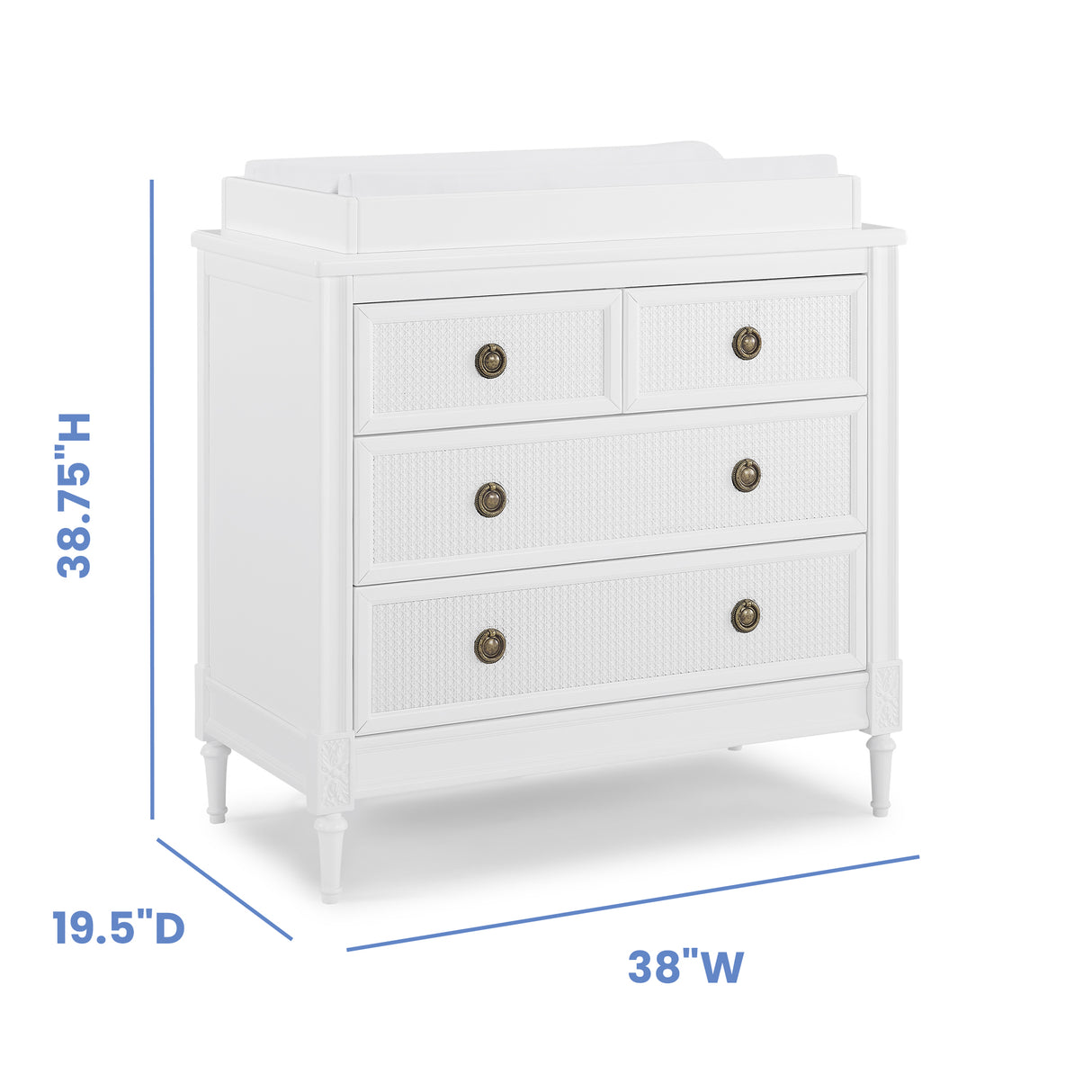 Delta Children Madeline 4 Drawer Dresser with Changing Top and Interlocking Drawers, Bianca White