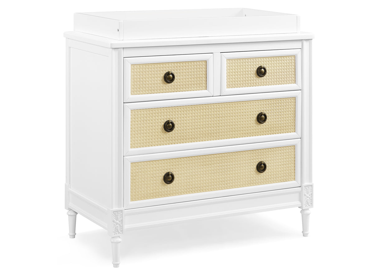 Delta Children Madeline 4 Drawer Dresser w/ Changing Top and Interlocking Drawers, Bianca White