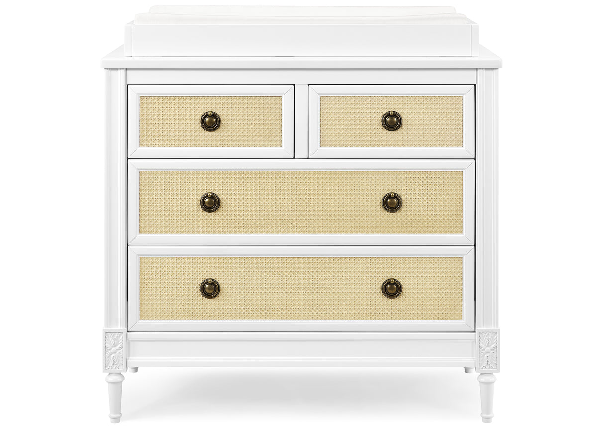 Delta Children Madeline 4 Drawer Dresser w/ Changing Top and Interlocking Drawers, Bianca White