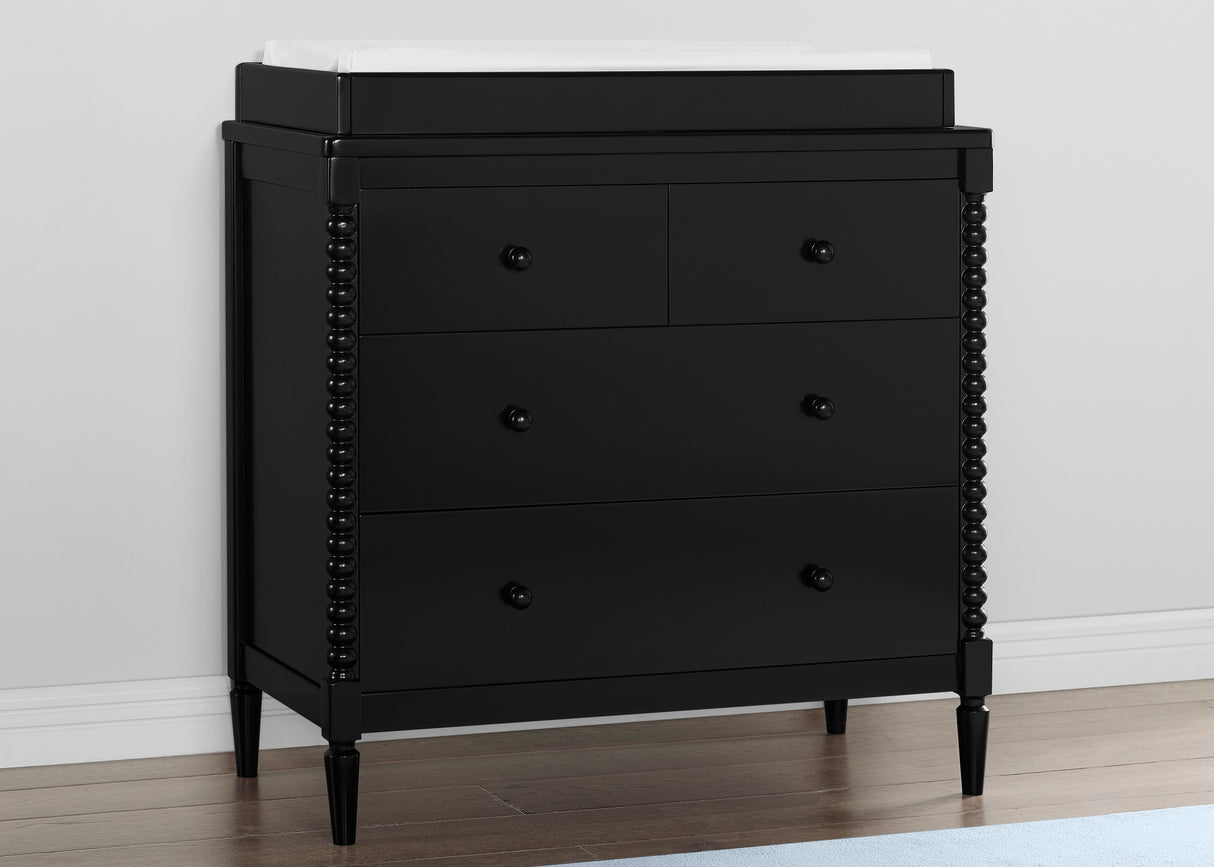 Delta Children Saint 3 Drawer Dresser with Changing Top and Interlocking Drawers, Black