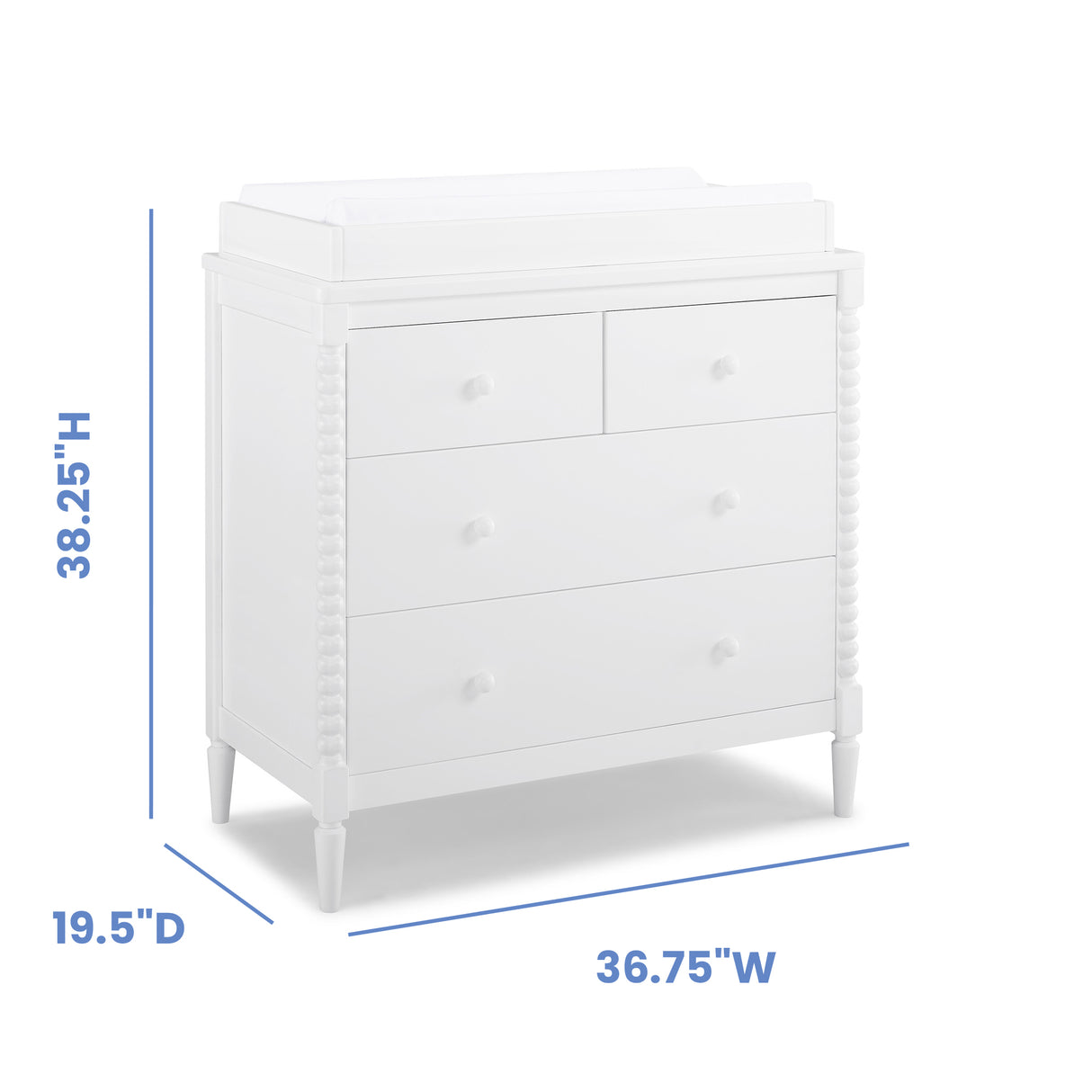 Delta Children Saint 3 Drawer Dresser with Changing Top and Interlocking Drawers, Bianca White