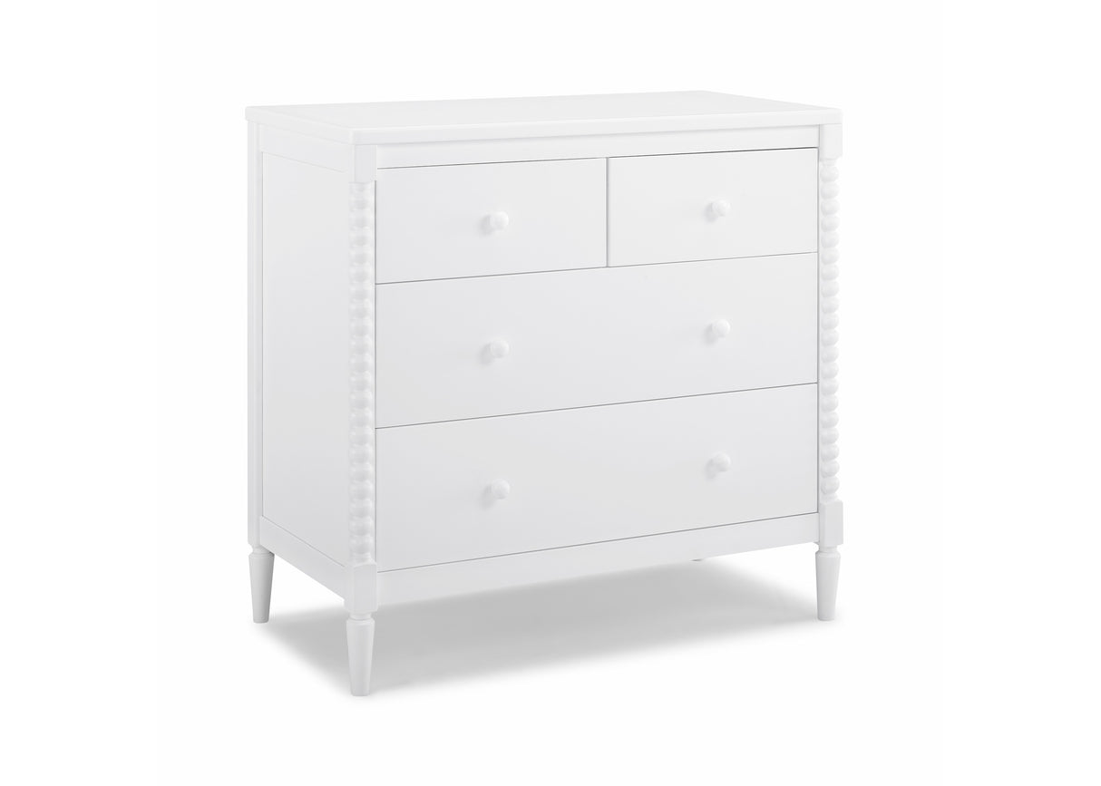 Delta Children Saint 3 Drawer Dresser with Changing Top and Interlocking Drawers, Bianca White
