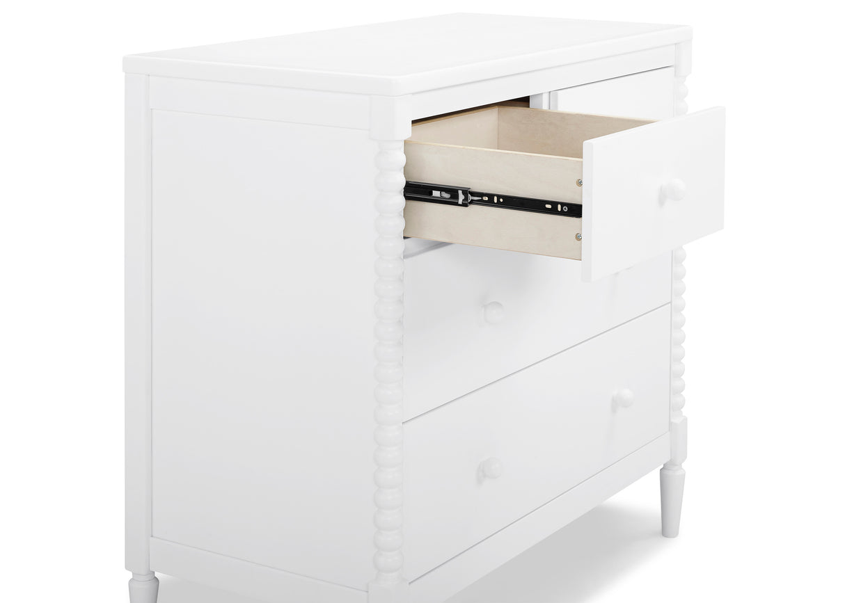 Delta Children Saint 3 Drawer Dresser with Changing Top and Interlocking Drawers, Bianca White