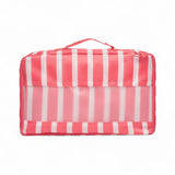 French Connection 6pc Packing Cube Set - Travel Storage Organizer Set for Luggage (Striped) in Pink