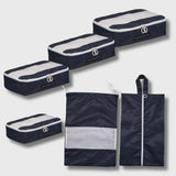 French Connection 6pc Packing Cube Set - Travel Storage Set for Luggage in Marine Blue