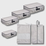 French Connection 6pc Packing Cube Set - Travel Storage Set for Luggage in Grey