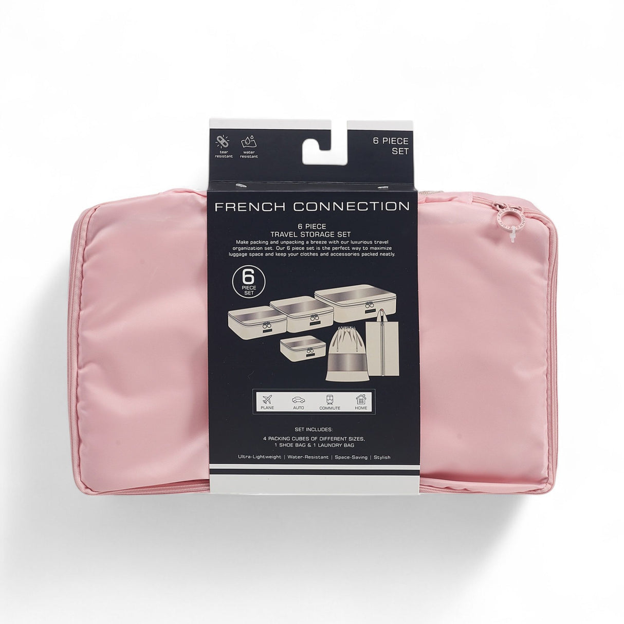 French Connection 6pc Packing Cube Set - Travel Storage Set for Luggage in Blush