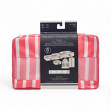 French Connection 6pc Packing Cube Set - Travel Storage Organizer Set for Luggage (Striped) in Pink
