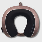 French Connection Memory Foam Travel Pillow with Washable Cover - Luxury Neck Pillow in Brown