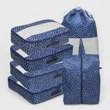 French Connection 6pc Packing Cube Set - Travel Storage Set (Polka Dot) in Navy