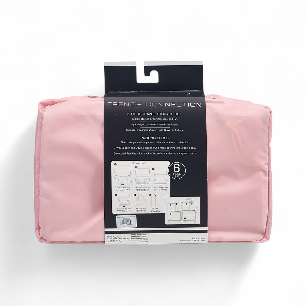 French Connection 6pc Packing Cube Set - Travel Storage Set for Luggage in Blush
