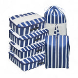 French Connection 6pc Packing Cube Set - Travel Storage Organizer Set for Luggage (Striped) in Navy