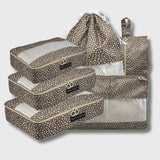 French Connection 6pc Packing Cube Set - Travel Storage Set (Polka Dot) in Mocha